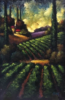 Rolling Fields 006. Paintstik on museum board. mounted on board. Varnished. 8"x12". $500.00